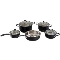 Trem de cozinha 5 peças preto em inox
