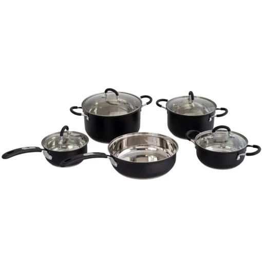 Trem de cozinha 5 peças preto em inox