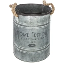 Vaseira redonda HOME EDITION cinza em zinco 24,3cm