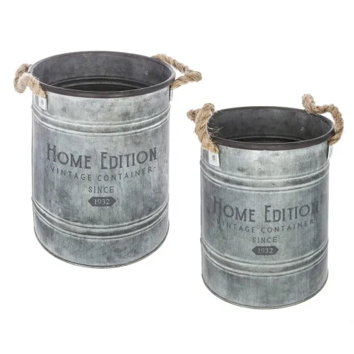 Vaseira redonda HOME EDITION cinza em zinco 22,5cm