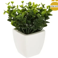Vasinho de cerâmica com planta artificial verde