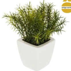 Vasinho de cerâmica com planta artificial verde