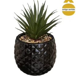 Vaso ananás com planta artificial 18cm