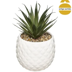 Vaso ananás com planta artificial 18cm