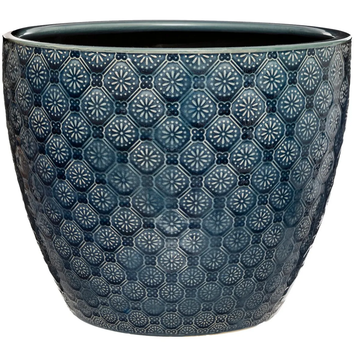 Vaso azul flor em cerâmica 25cm