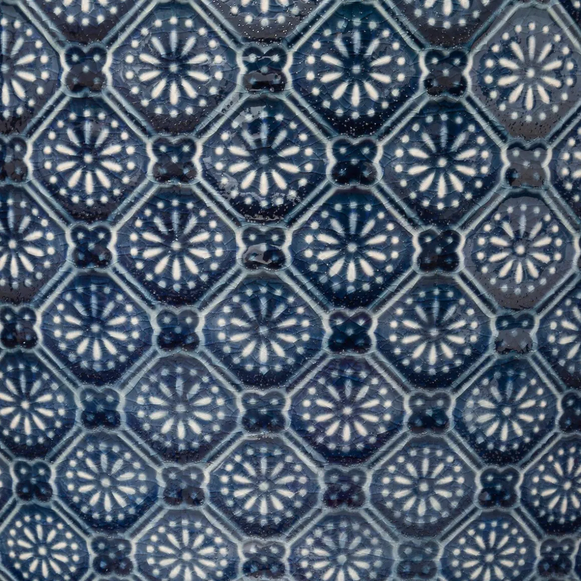 Vaso azul flor em cerâmica 25cm