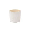 Vaso branco de cerâmica decoração folhas 10cm