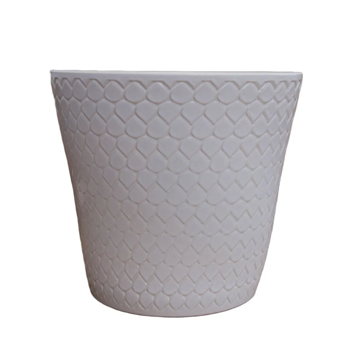 Vaso branco decorado em cerâmica 28cm