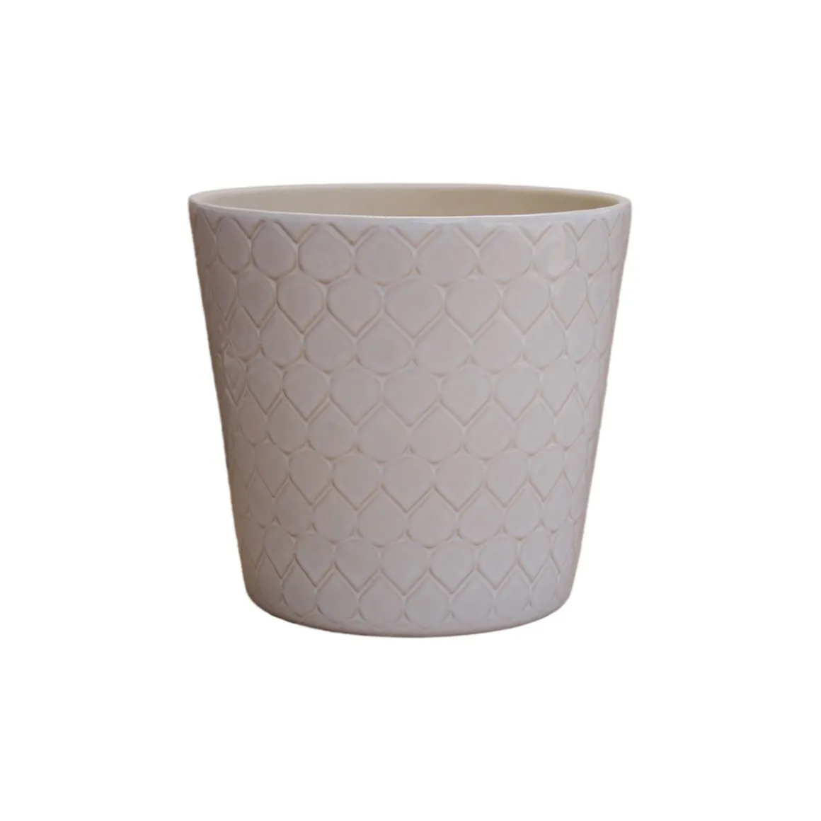 Vaso branco decorado em cerâmica 18,5cm