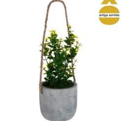 Vaso cimento suspenso com planta 25cm