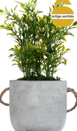 Vaso cimento suspenso com planta 25cm