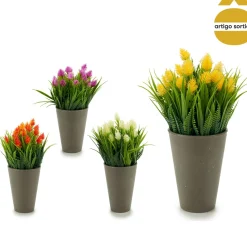Vaso cinza com flores espiga 13cm