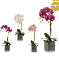 Vaso cinza com orquídea 51cm
