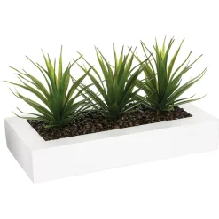 Vaso com 3 plantas de aloé vera artificiais