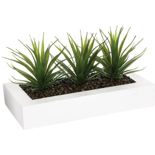 Vaso com 3 plantas de aloé vera artificiais