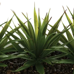 Vaso com 3 plantas de aloé vera artificiais