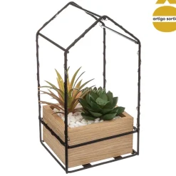Vaso com casa led com planta
