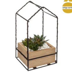 Vaso com casa led com planta