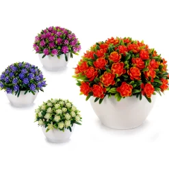 Vaso com flores trevo artificial 14cm