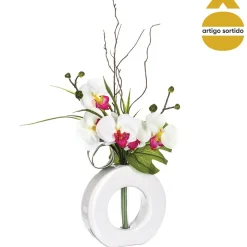 Vaso com orquídea artificial 52cm