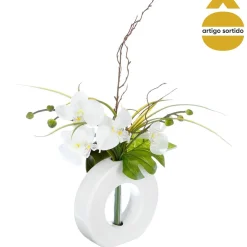 Vaso com orquídea artificial 52cm