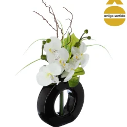 Vaso com orquídea artificial 52cm
