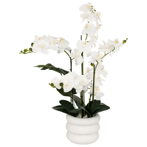 Vaso com orquídea artificial MICK branca 80cm