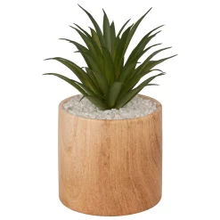 Vaso com planta artificial SOA em cerâmica efeito madeira 17,5cm