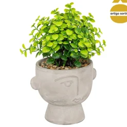 Vaso com suculenta artificial em cimento 22cm