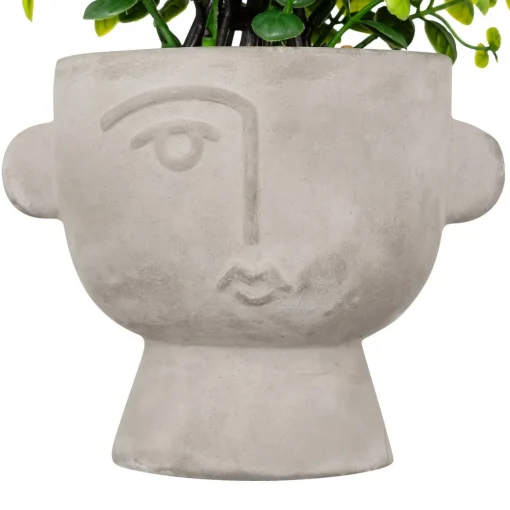 Vaso com suculenta artificial em cimento 22cm
