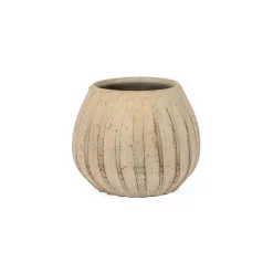 Vaso de cerâmica choupo riscado cinza 18cm