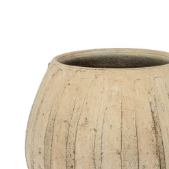 Vaso de cerâmica choupo riscado cinza 18cm