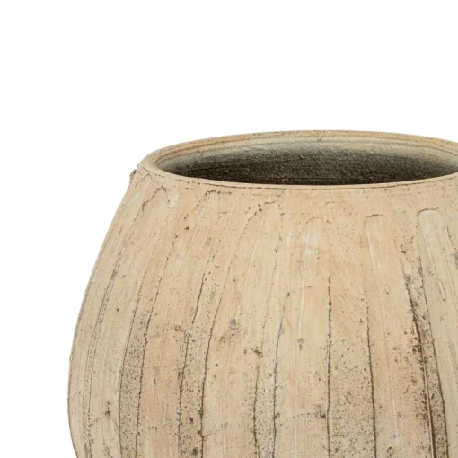 Vaso de cerâmica choupo riscado cinza 18cm