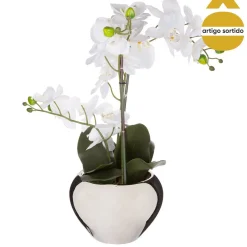 Vaso de cerâmica com orquídea 56cm