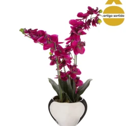 Vaso de cerâmica com orquídea 56cm