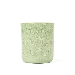 Vaso de cerâmica decoração folhas verde 17,5cm