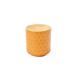 Vaso de cerâmica decoração gotas ocre 15cm