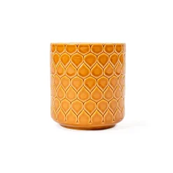 Vaso de cerâmica decoração gotas ocre 15cm