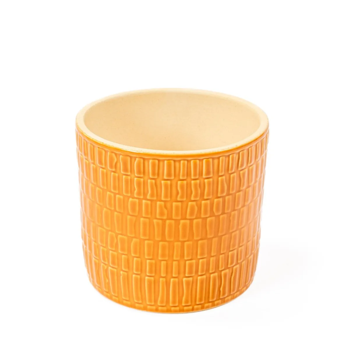 Vaso de cerâmica decoração riscos âmbar 10cm