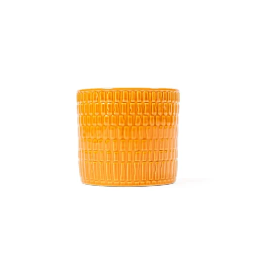 Vaso de cerâmica decoração riscos âmbar 10cm