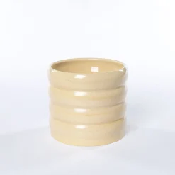 Vaso de cerâmica ondulado bege 16cm