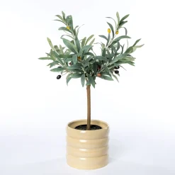 Vaso de cerâmica ondulado bege 16cm