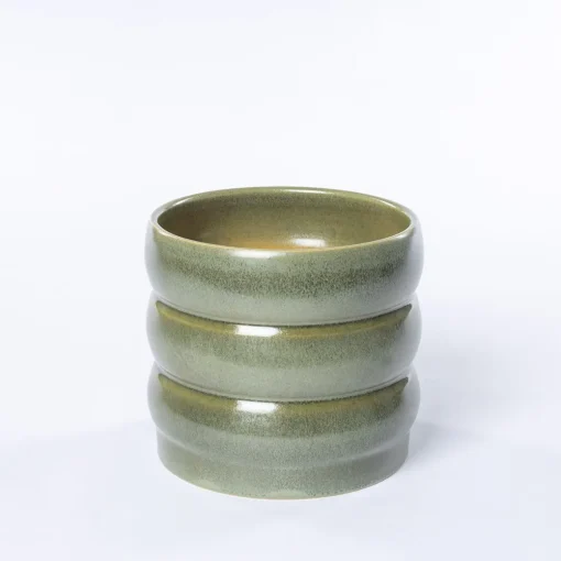 Vaso de cerâmica ondulado verde 16cm