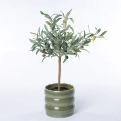 Vaso de cerâmica ondulado verde 16cm