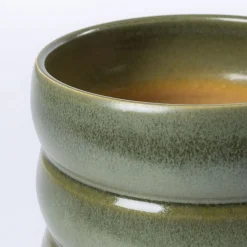 Vaso de cerâmica ondulado verde 16cm