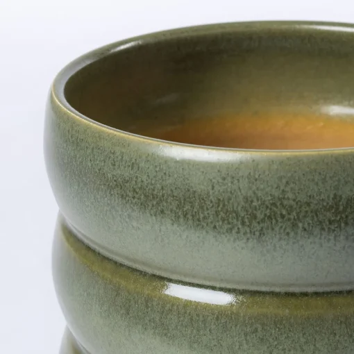 Vaso de cerâmica ondulado verde 16cm
