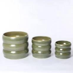 Vaso de cerâmica ondulado verde 16cm
