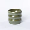 Vaso de cerâmica ondulado verde 12cm