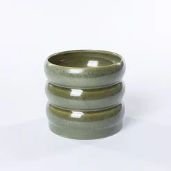 Vaso de cerâmica ondulado verde 12cm