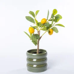 Vaso de cerâmica ondulado verde 12cm